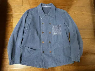 프렌치 더블 브레스트 인디고 메티스 자켓 코튼 린넨