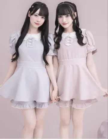 pium 라운드 카라 리본 도리 셋업