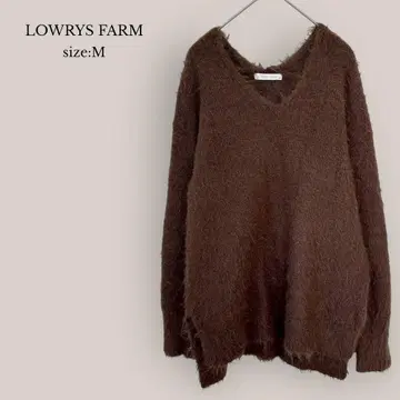 로리즈팜 LOWRYS FARM V넥 샤기 니트 브라운 M