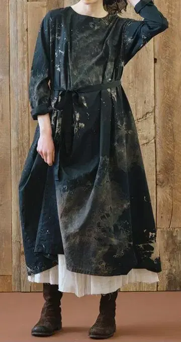 파드칼레 체크 블랙 발염 원피스