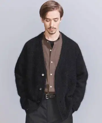 BY 샤기 모헤어 V넥 가디건 BEAUTY&YOUTH M 사이즈