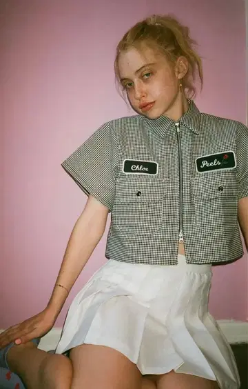 Peels 체크 무늬 집업 셔츠 S