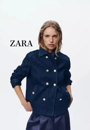 ZARA 새상품 데님 더블 브레스트 자켓 XS