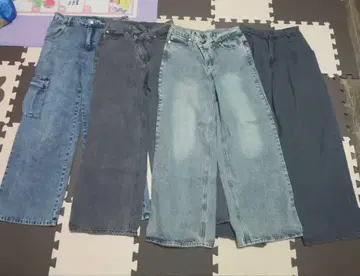 와이드 데님 팬츠 4점 세트 M 사이즈