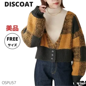 DISCOAT 디스코트 전후 2WAY 가디건 숏 기장 체크