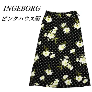 INGEBORG 잉게보그 꽃무늬 도트 플레어 스커트
