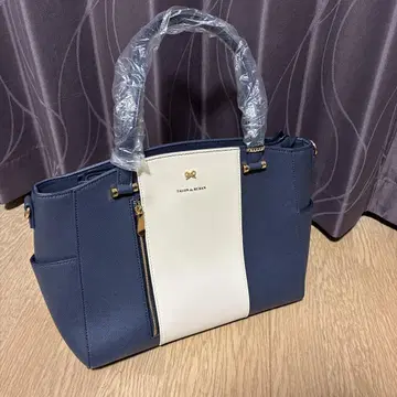 SALON de RUBAN 네이비 화이트 토트백