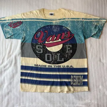 VANS 빈티지 90s 올 패턴 티셔츠 USA