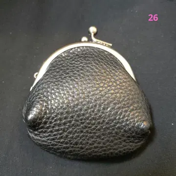 츠치야 가방 블랙 가죽 가마구치 코인 케이스