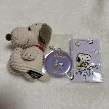 스누피 코듀로이 봉제 인형 키링 핀 배지 참