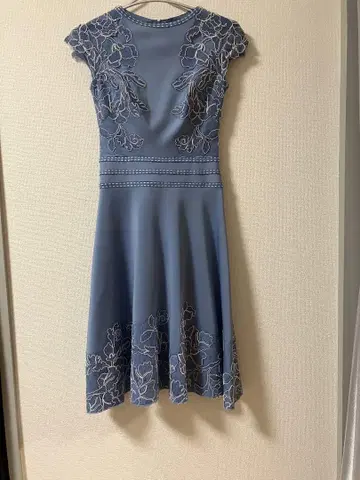 타다시 쇼지 TADASHI SHOJI 자수 장식 블루 드레스
