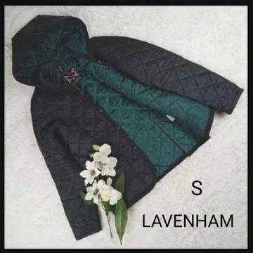 LAVENHAM 블랙 퀼팅 후드 부착 자켓 코트 S