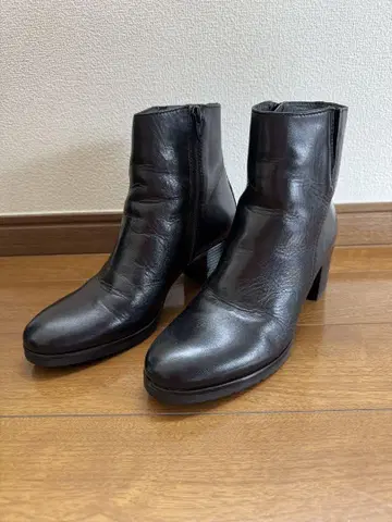 천연 가죽 슬림 레그 숏부츠