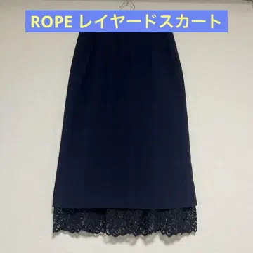 ROPE 네이비 스커트 레이스 밑단 포함