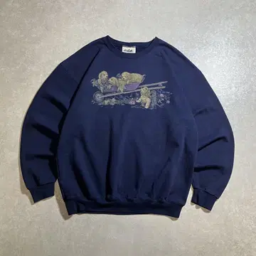 00s 90s archive 애니멀 맨투맨 동물 개 고양이 네이비