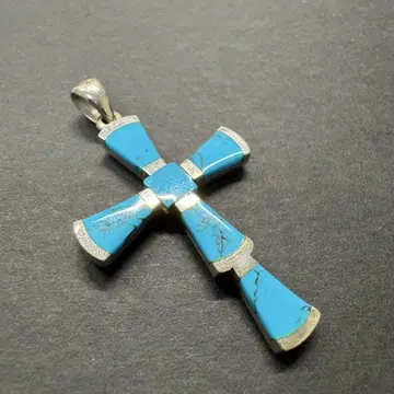 [ 인레이 silver925 터콰이즈 ] 빈티지 크로스 펜던트 탑