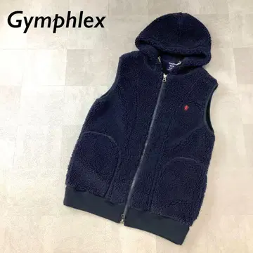 Gymphlex 보아 지퍼 베스트 후드티 네이비