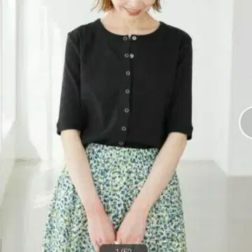 SLOBE IENA 플라이 5부 소매 스냅 가디건 블랙