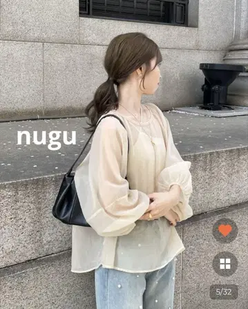 nugu 시스루 블라우스 세트