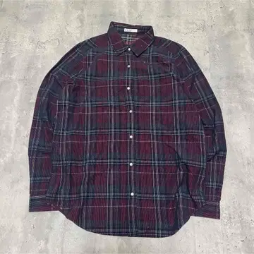 ELLE 체크 셔츠 기모 펄 버튼 프렌치 걸리시 내추럴