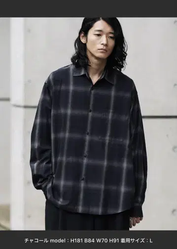 WYM 체크 무늬 긴팔 셔츠 블랙/그레이
