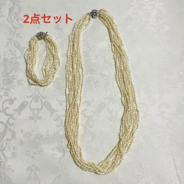 담수 펄 10연 양귀비 펄 롱 목걸이 팔찌 실버 클로징