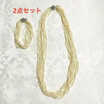 담수 펄 10연 양귀비 펄 롱 목걸이 팔찌 실버 클로징