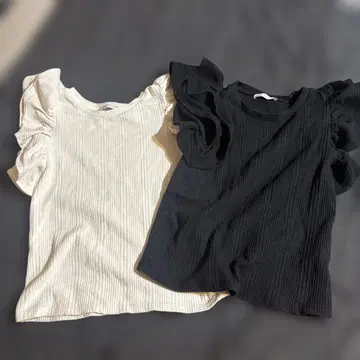 ZARA 프릴 소매 탱크탑 2색 세트 S