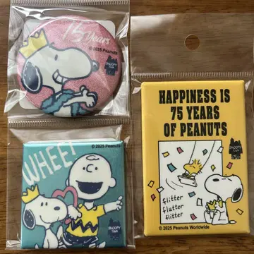 스누피 타운 캔뱃지 75주년 HAPPINESS