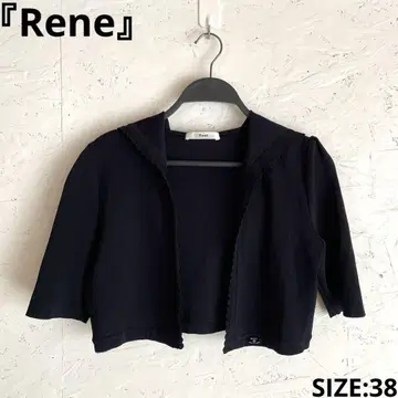 일본제 [ Rene ] 후드 부착 니트 가디건 블랙 숏 기장 가디건 38
