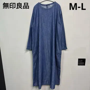 무인양품 크루넥 원피스 데님 원피스 셔츠 원피스 M L