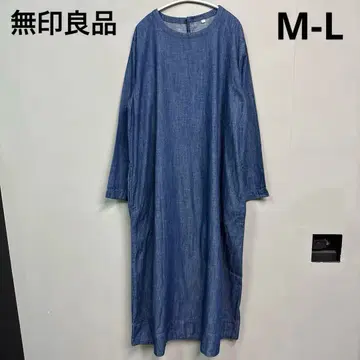 무인양품 크루넥 원피스 데님 원피스 셔츠 원피스 M L
