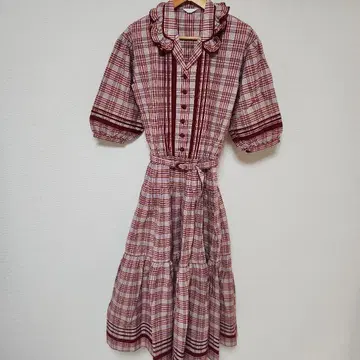 핑크하우스 체크 원피스