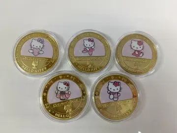 금 도금 헬로키티 코인 5개 세트