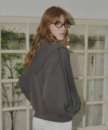 GIUNON 집업 후드티 차콜 그레이