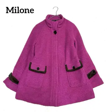 Milone 미로네 스탠드 카라 핑크 울 코트 레트로 M