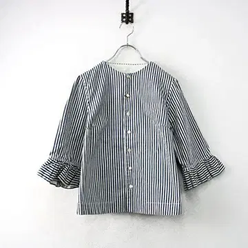 새상품급 45R 코무기 데님 레후아 블라우스 자켓 7부 소매 스트라이프
