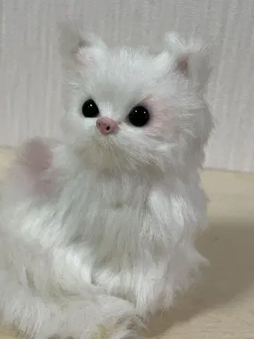 화이트 화이트 고양이 오브제 털 복슬복슬