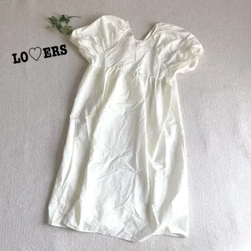 s.1592 [ 바즈 ] 퍼프 슬리브 원피스 백리본 아이보리 계열