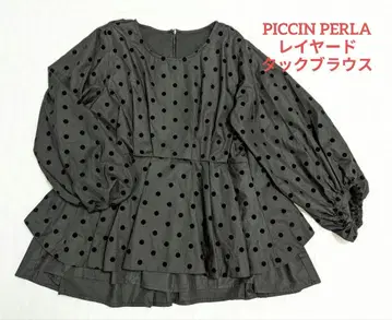 PICCIN PERLA 피칭 페르라 도트 무늬 레이어드 턱 블라우스