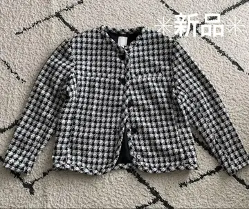 새상품 H&M 노카라 체크 무늬 자켓 L 여성용 트위드