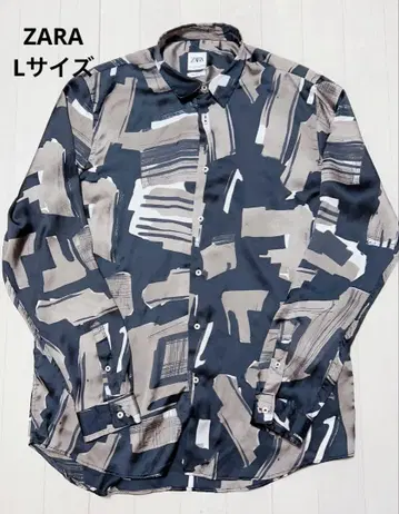 ZARA 자라 남성용 아브스트랙트 프린트 셔츠 올 패턴 긴팔