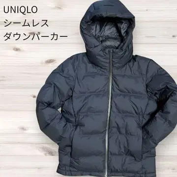 유니클로 UNIQLO 심리스 다운 후드티 S 사이즈 네이비
