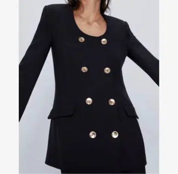 ZARA 자라 노카라 자켓 골드 버튼 나폴레옹 블랙 M