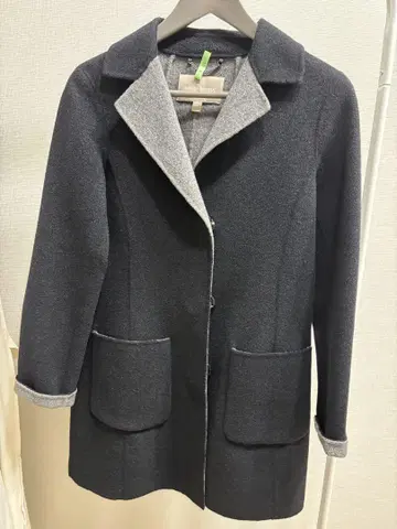 울 혼방 다크 그레이 피 코트
