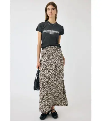 moussy CRINKLED SATIN 스커트 레오파드 1
