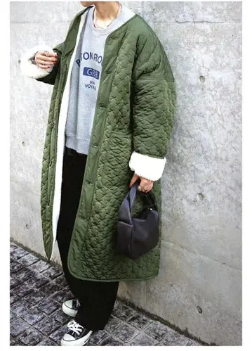 안티카 퀼팅 보아 롱 코트