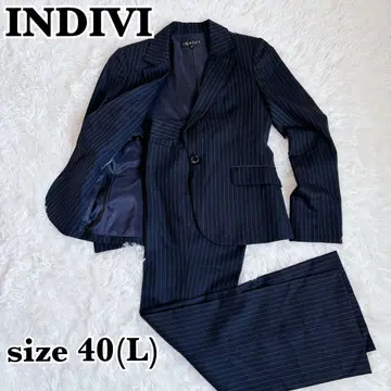 새상품급 INDIVI 인디비 스트라이프 수트 셋업 블랙 L