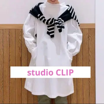 최종 가격 인하 studio CLIP M 화이트 벌룬 슬리브 튜닉