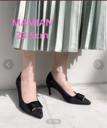 새상품급 마미안 스틸레토 벨로아 버클 펌프스 블랙 23.5 스웨이드